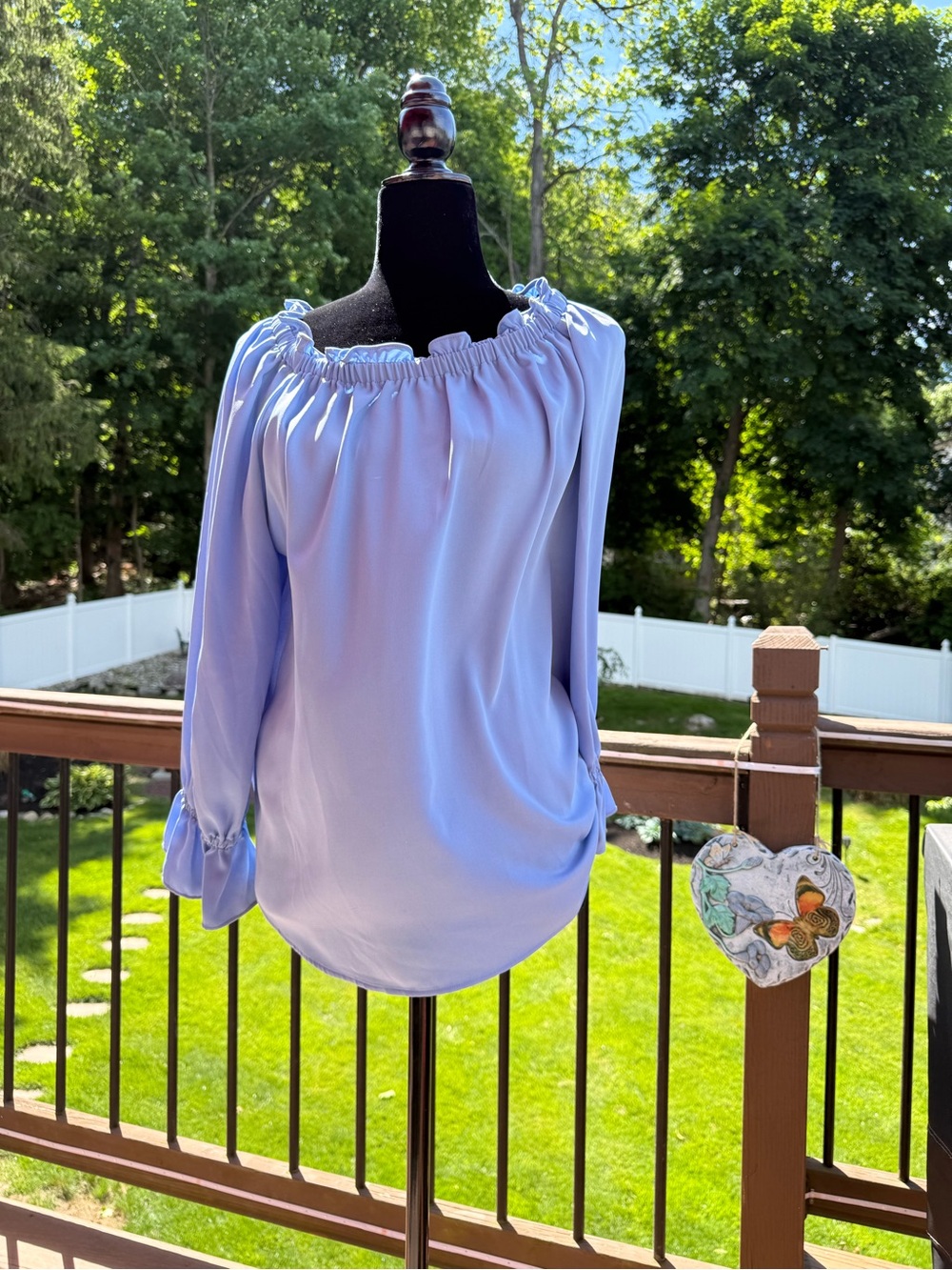 Talbots Lavender Off-Shoulder Peasant Blouse